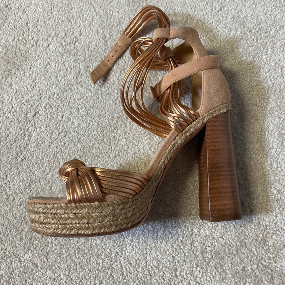 JC JOHN CAMUTO Ankle wrap leather high heels rose gold 6.5 - Picture 2 of 13